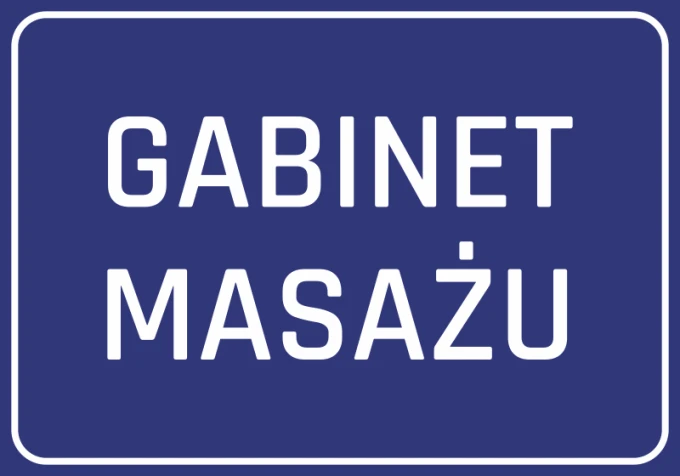 Massage Room Sticker - Graphic design. Simple rectangular shape with white text on a dark background.