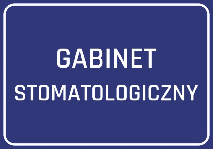 Dental office sticker - Graphic design. Simple rectangular shape with large text on a dark background.