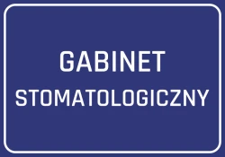 Dental office sticker - Graphic design. Simple rectangular shape with large text on a dark background.