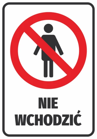 Do Not Enter Sticker - Graphic design. Red circle with a crossed-out human silhouette and black text.