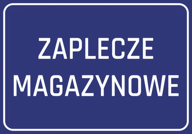 Warehouse Back Sticker - Graphic design. Simple rectangular shape with large text on a dark background.