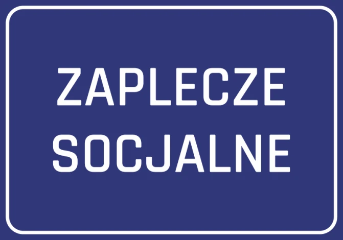 Social Facilities Sticker - Graphic Design. Blue background with white text SOCIAL FACILITIES.