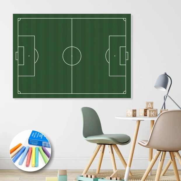 Coaching chalkboard for soccer field 091 - Graphic design featuring a soccer field with lines and goals.