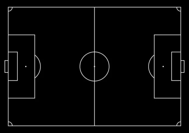 Chalkboard with printed football field design featuring field lines.