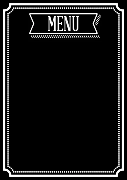 Chalkboard Menu 039 - Black rectangle with white borders and MENU text at the top.