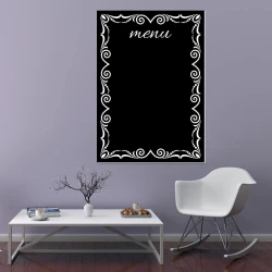 Chalkboard Menu 087 - Living room setup with purple walls and minimalist furniture.