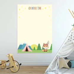 Magnetic dry-erase board for kids camping 585 - Features a graphic design of a fox wearing a hat on a light background.