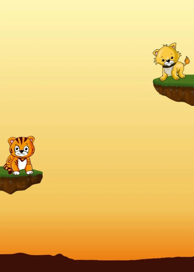 Dry-erase magnetic board for kids featuring lions on green islands with a gradient background.