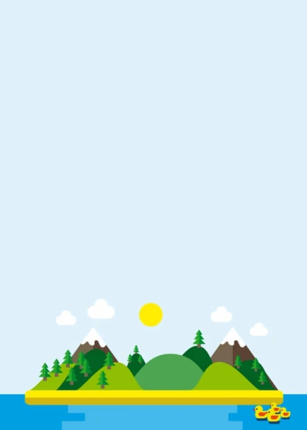 Dry-erase magnetic board for kids, featuring a paradise island design with mountains against a sky backdrop.