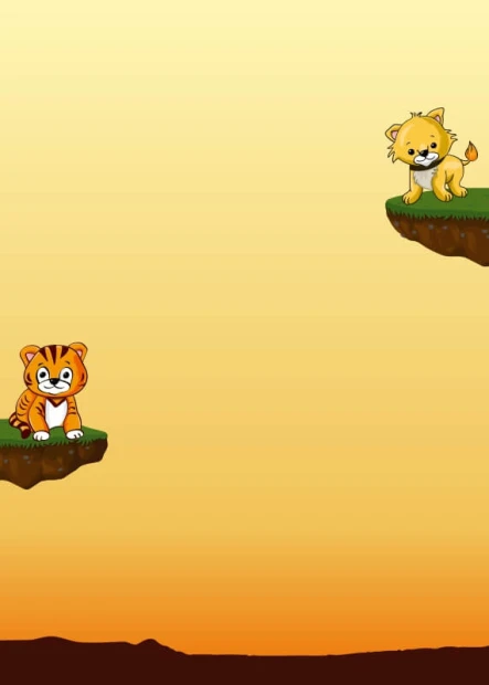 Dry-erase board for a children\'s room featuring two lion cubs on green platforms with a graphic design background.