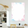 Watercolor dry-erase board for kids\' room, featuring pink and blue splashes and patterns.