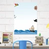 Dry-erase board for kids\' room with pirate ship design. Features a graphic of a pirate ship on waves.