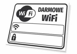 Free WiFi Sign - Graphic design featuring the WiFi logo and "Free WiFi" text in a rectangular shape.