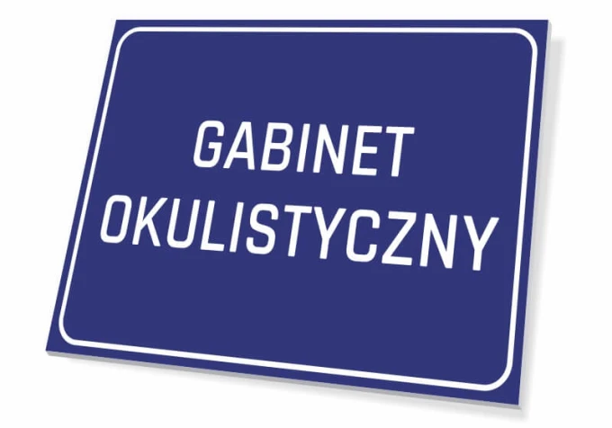 Ophthalmology Office Sign - Simple rectangular design, blue background, white lettering.