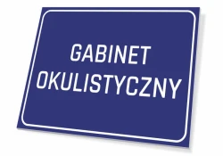 Ophthalmology Office Sign - Simple rectangular design, blue background, white lettering.