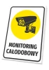 24/7 Monitoring Sign - Simple design with yellow background, black camera, and text.