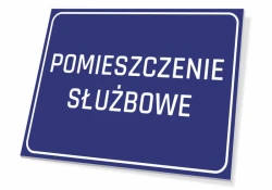 Office Room Sign - Graphic Design. Simple rectangle with a blue background and white text.