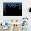 Chalkboard for kids with house print 093 - features a dark outline of buildings with windows.