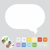Dry-erase magnetic board for offices, speech bubble shape with a blank interior and a color palette.
