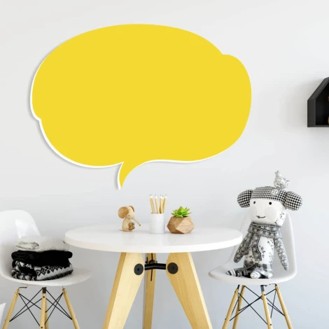 Dry-erase magnetic board for kids, cloud shape 294 - Styled in a bright room with neutral-colored walls.