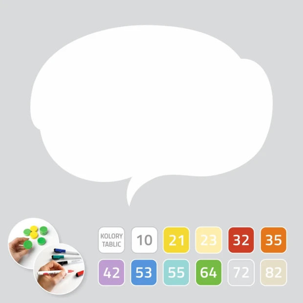 Dry-erase magnetic board for kids, cloud shape with a white background and colorful design.