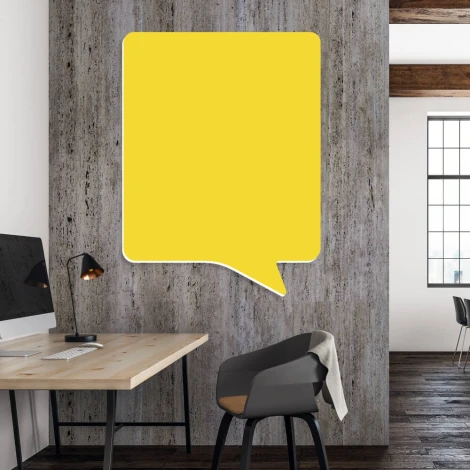 Magnetic whiteboard for office use, featuring a gray-themed decor and modern furniture.