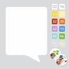 Dry-erase magnetic board for office, speech bubble design with rounded corners.