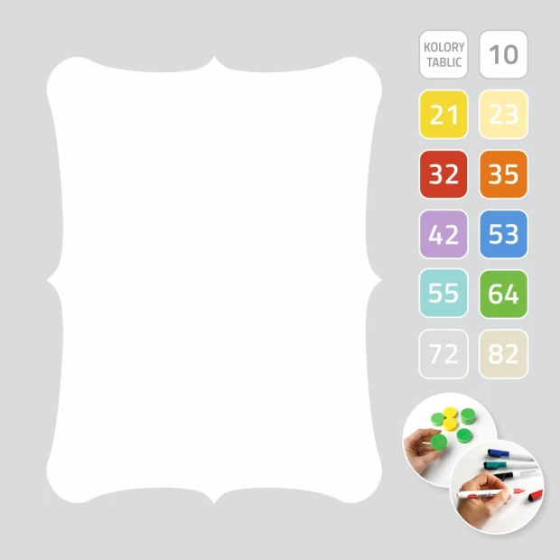 Magnetic dry-erase menu board 362 for cafes - rounded corners with a white background and graphic design.