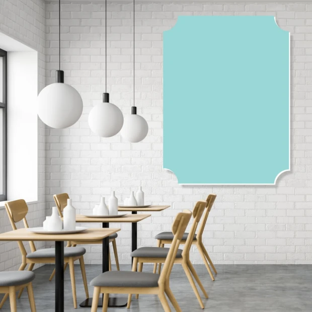 Magnetic dry-erase board for restaurants and bars, ideal for displaying menus in modern settings with white walls.