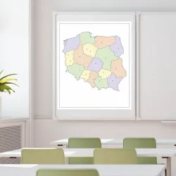 Magnetic dry-erase contour map of Poland, featuring colorful areas for easy reference.