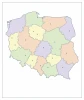 Magnetic dry-erase contour map of Poland, featuring pastel outlines in a graphic design.