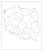Magnetic dry-erase overlay of Poland with province outlines and key points.