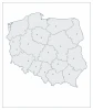 Magnetic dry-erase overlay of Poland, featuring province outlines and key locations.