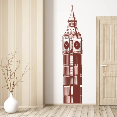 Stylish sticker featuring Big Ben in shades of brown, perfect for a modern minimalist interior.