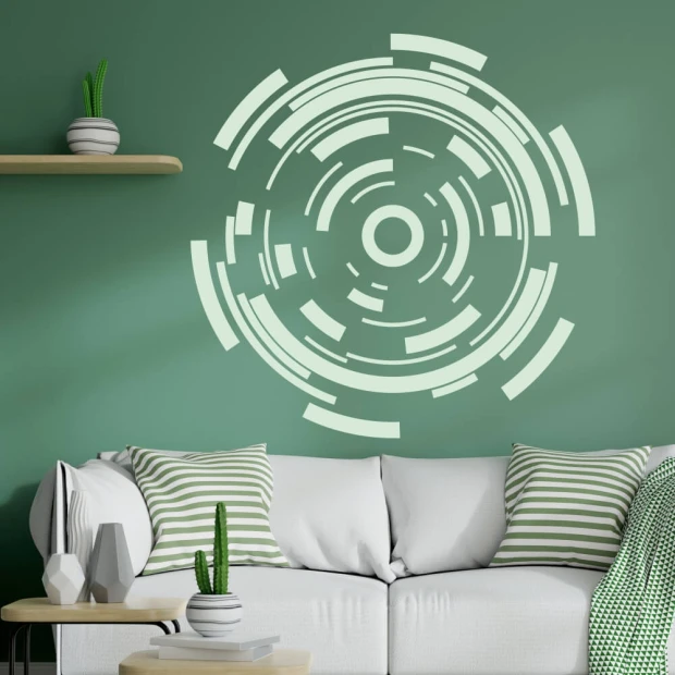 Abstract painting template 0789 in a modern living room, perfect for minimalist decor arrangements.