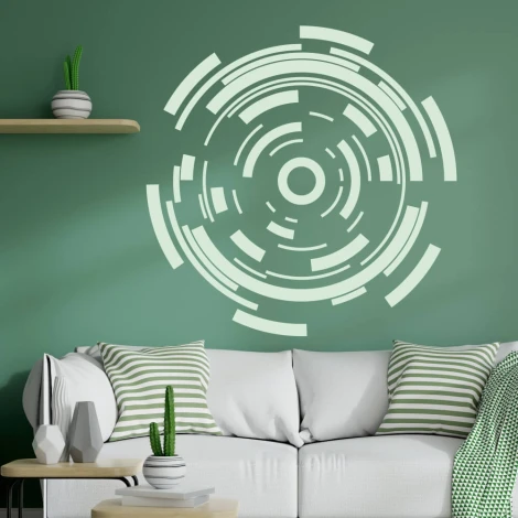 Abstract painting template 0789 in a modern living room, perfect for minimalist decor arrangements.