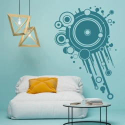 Abstract painting template 1072 - Living room setup with light walls, modern furniture, and geometric lamps.