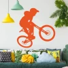 Dynamic painting template bike 008 in vibrant orange, perfect for a modern child\'s room.