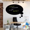 Chalk sticker speech bubble 174 - Office setup with white wall, wooden ceiling, desk, and chair.