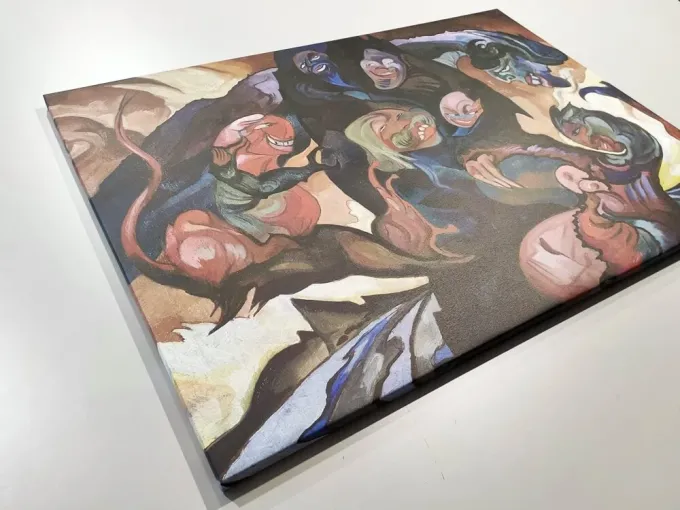 Reproduction of Fantastic Composition, Vision with Masks by Stanisław Ignacy Witkiewicz, Witkacy - Graphic Design. Characters.