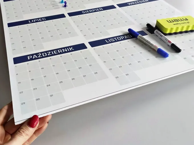 Universal dry-erase magnetic calendar board 352 - Graphic design. Features a monthly grid with dates.