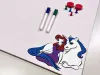 Dry-erase magnetic board for kids featuring a unicorn design on a pink background.