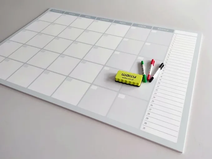 Weekly planner dry-erase board 512 - Graphic design. Simple grid with fields for days of the week and numbered columns.