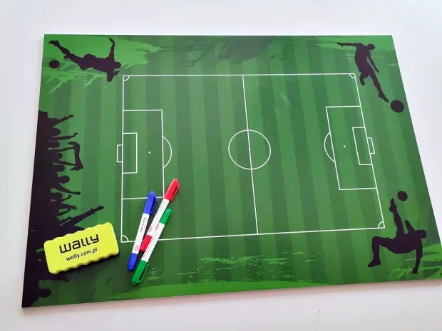 Tactical football board 395 dry-erase - Graphic design. Green surface with white field lines.