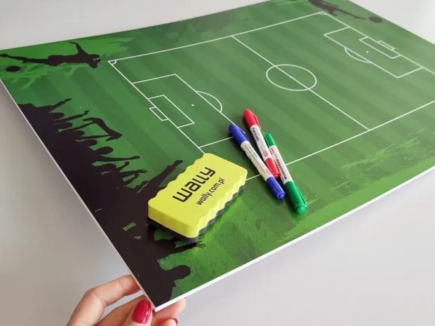 Tactical football board 395 dry-erase - Graphic design featuring a soccer field with lines and goals.