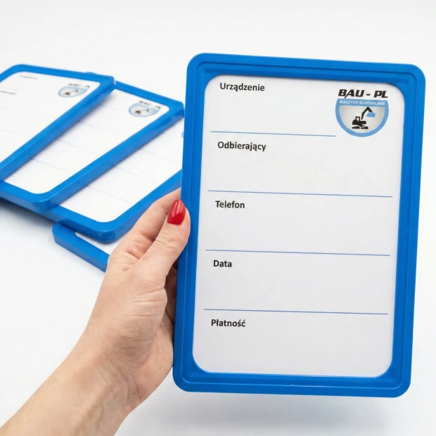 Single-sided whiteboard with custom print in A4 frame - Graphic design. Simple structure with fields.