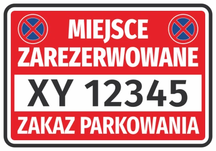 Information Sticker Reserved Space, No Parking N619, With A Field For The Vehicle Registration Number