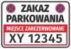 Reserved parking sticker N620 with space for vehicle registration number - Rectangular design.