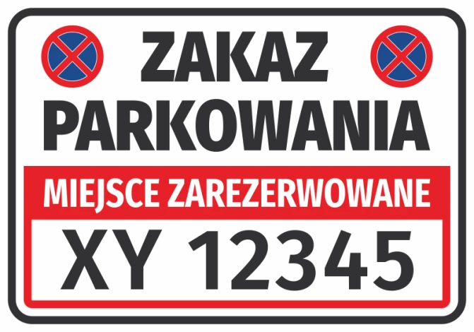 Reserved parking sticker N620 with space for vehicle registration number - Rectangular design.