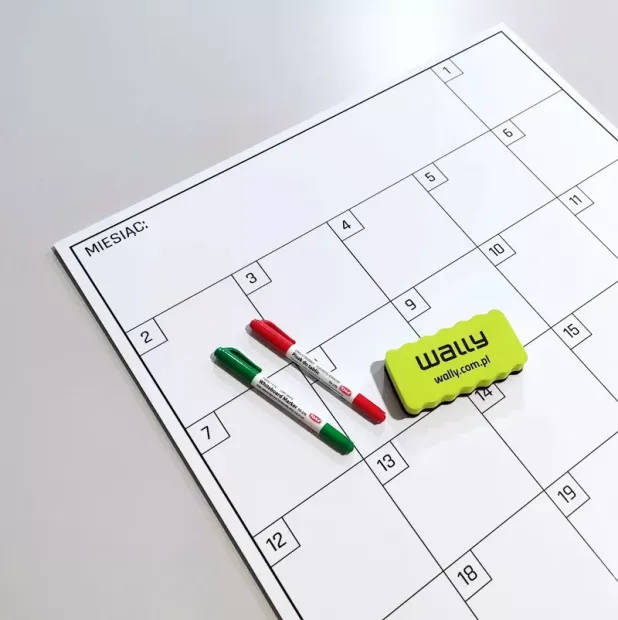 Monthly dry-erase planner 368 - Graphic design. Simple grid with day numbers and space for the month title.